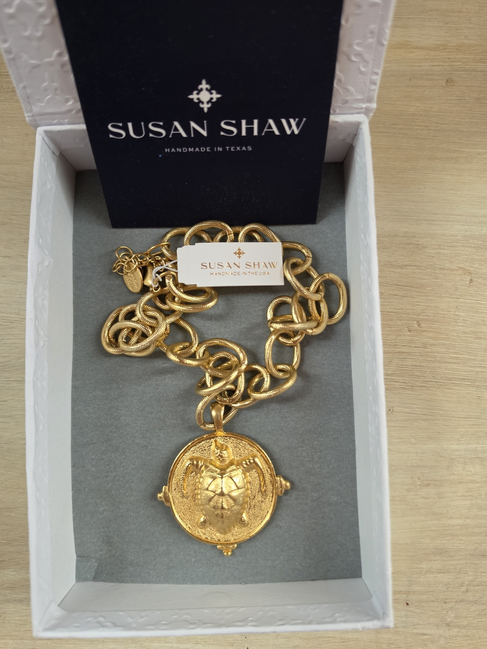 Susan Shaw Gold-Tone Turtle Medallion Necklace